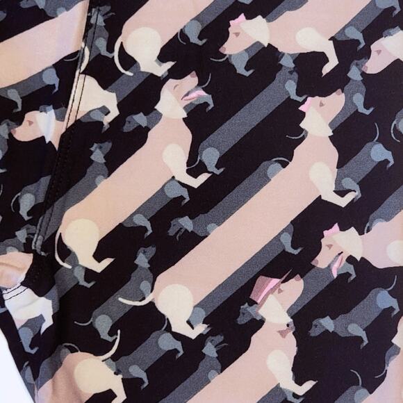 LuLaRoe Tween Leggings Dogs Striped Black Pink Gray Dachshund Animal Print Soft - Picture 2 of 9